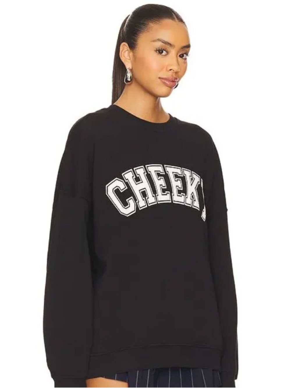 LSPACE Black Legend Cheeky Collegiate Print Graphic Oversized Sweatshirt Small